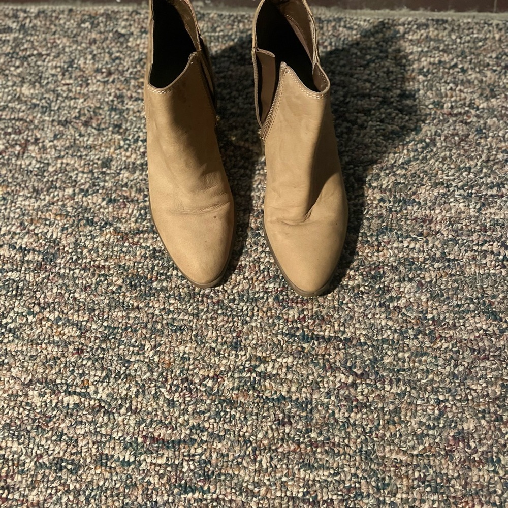 Franco Sarto Tan Ankle Boots with Rounded Toe